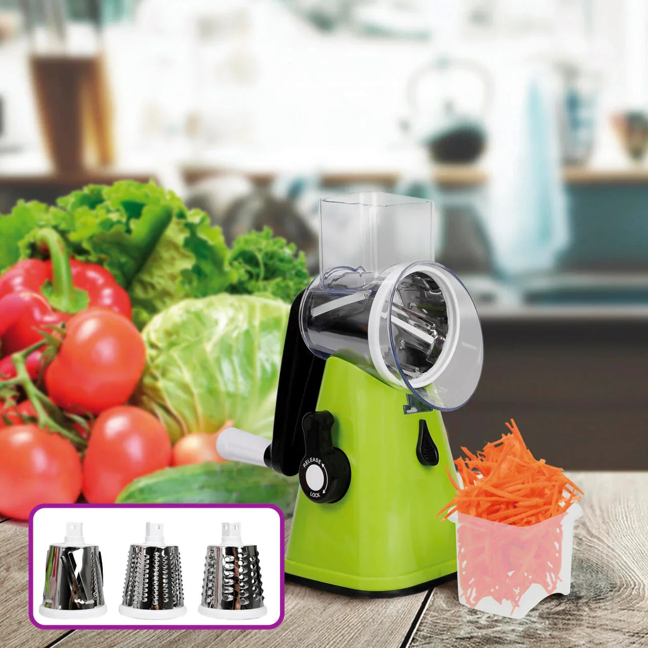 Cortador Pro – Manual de Verduras con 3 Cuchillas